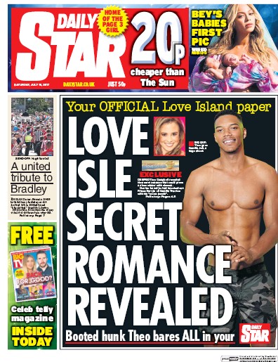 Daily Star Newspaper Front Page (UK) for 15 July 2017