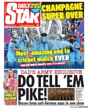 Daily Star (UK) Newspaper Front Page for 15 July 2019
