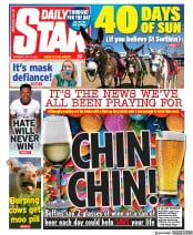 Daily Star (UK) Newspaper Front Page for 15 July 2021