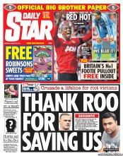 Daily Star (UK) Newspaper Front Page for 15 August 2011