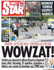 Daily Star (UK) Newspaper Front Page for 15 August 2018