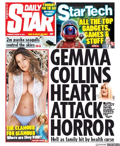 Daily Star Newspaper Front Page (UK) for 15 August 2019