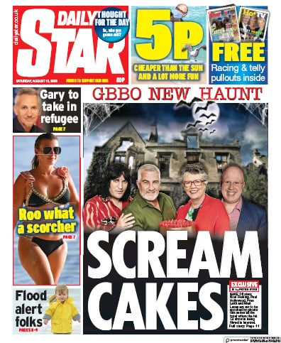 Daily Star Newspaper Front Page (UK) for 15 August 2020