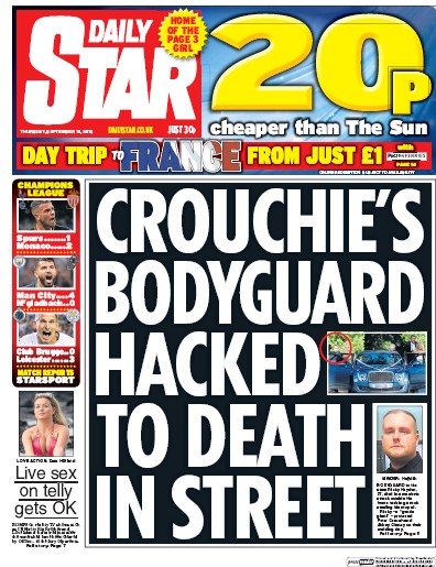 Daily Star Newspaper Front Page (UK) for 15 September 2016