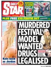 Daily Star (UK) Newspaper Front Page for 15 September 2017
