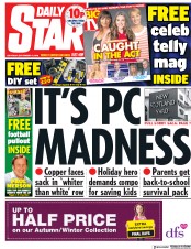 Daily Star (UK) Newspaper Front Page for 15 September 2018