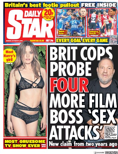 Daily Star Newspaper Front Page (UK) for 16 October 2017