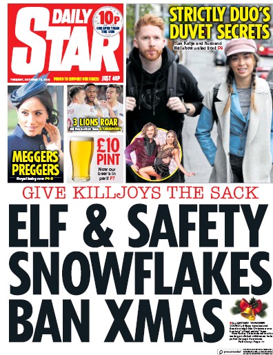 Daily Star Newspaper Front Page (UK) for 16 October 2018
