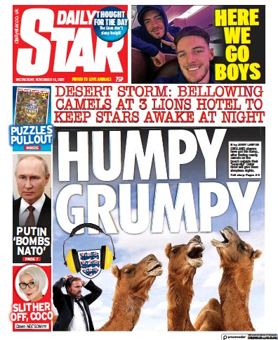 Daily Star Newspaper Front Page (UK) for 16 November 2022