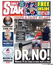 Daily Star (UK) Newspaper Front Page for 16 December 2020