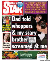 Daily Star (UK) Newspaper Front Page for 16 December 2022