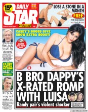 Daily Star (UK) Newspaper Front Page for 16 January 2014