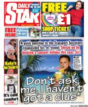 Daily Star (UK) Newspaper Front Page for 16 January 2021