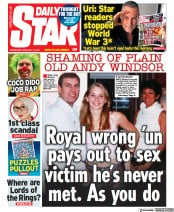 Daily Star (UK) Newspaper Front Page for 16 February 2022