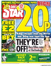 Daily Star (UK) Newspaper Front Page for 16 March 2016