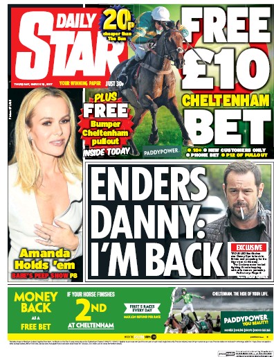 Daily Star Newspaper Front Page (UK) for 16 March 2017