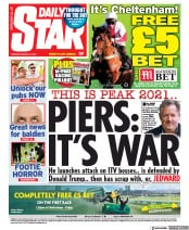 Daily Star (UK) Newspaper Front Page for 16 March 2021