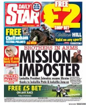Daily Star (UK) Newspaper Front Page for 16 March 2022