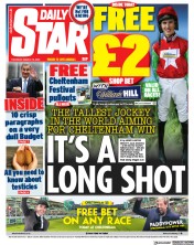 Daily Star (UK) Newspaper Front Page for 16 March 2023
