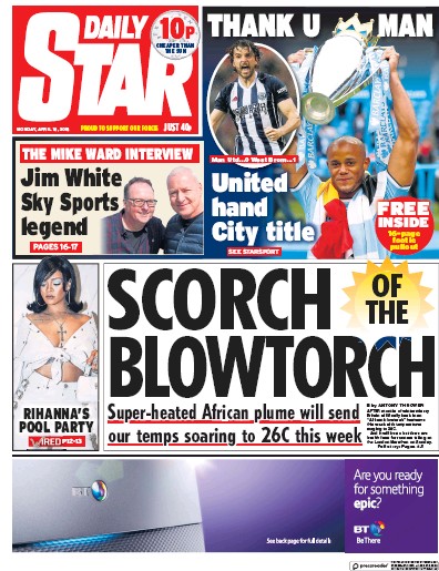 Daily Star Newspaper Front Page (UK) for 16 April 2018