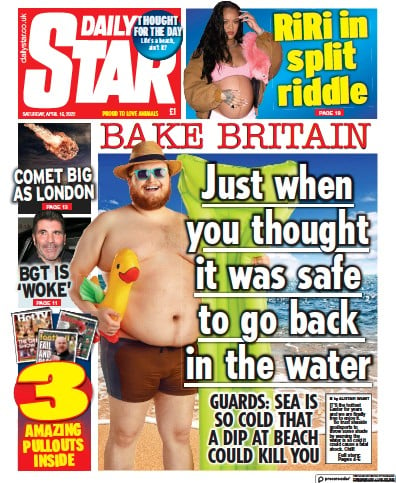 Daily Star Newspaper Front Page (UK) for 16 April 2022