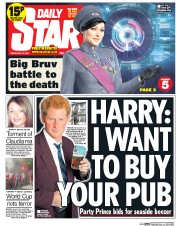 Daily Star (UK) Newspaper Front Page for 16 May 2014