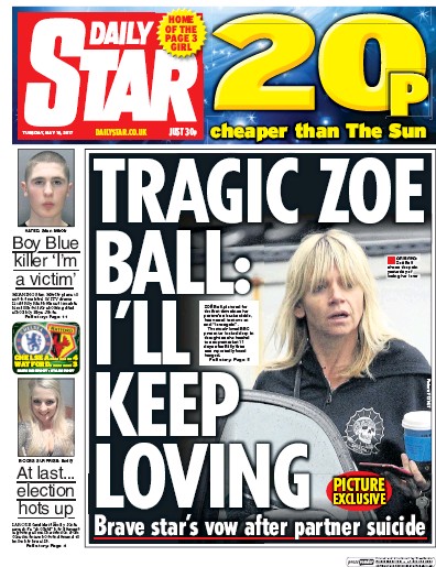 Daily Star Newspaper Front Page (UK) for 16 May 2017