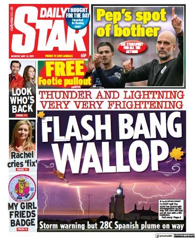 Daily Star Newspaper Front Page (UK) for 16 May 2022