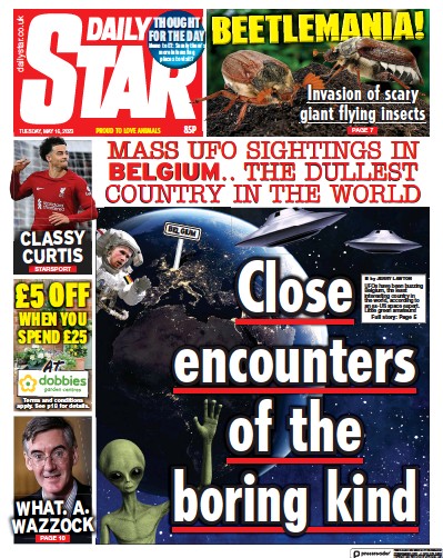 Daily Star Newspaper Front Page (UK) for 16 May 2023