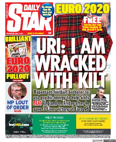 Daily Star Newspaper Front Page (UK) for 16 June 2021