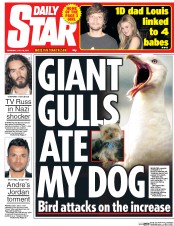 Daily Star (UK) Newspaper Front Page for 16 July 2015