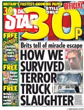 Daily Star (UK) Newspaper Front Page for 16 July 2016