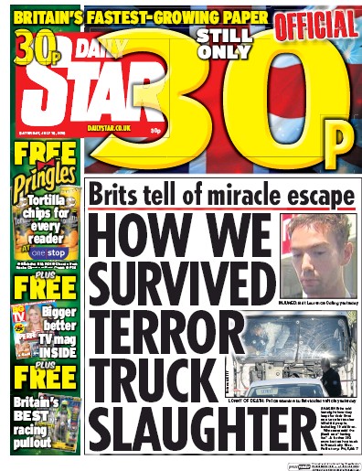 Daily Star Newspaper Front Page (UK) for 16 July 2016
