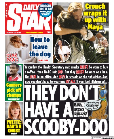 Daily Star Newspaper Front Page (UK) for 16 July 2020