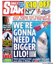 Daily Star (UK) Newspaper Front Page for 16 July 2022