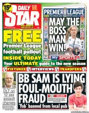 Daily Star (UK) Newspaper Front Page for 16 August 2013