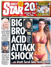 Daily Star (UK) Newspaper Front Page for 16 August 2017