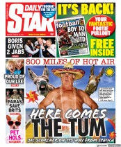 Daily Star (UK) Newspaper Front Page for 16 August 2021