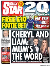 Daily Star (UK) Newspaper Front Page for 16 September 2016