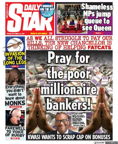 Daily Star Newspaper Front Page (UK) for 16 September 2022
