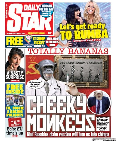 Daily Star Newspaper Front Page (UK) for 17 October 2020