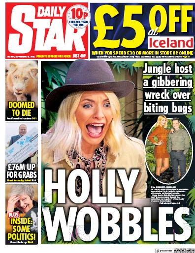 Daily Star Newspaper Front Page (UK) for 17 November 2018