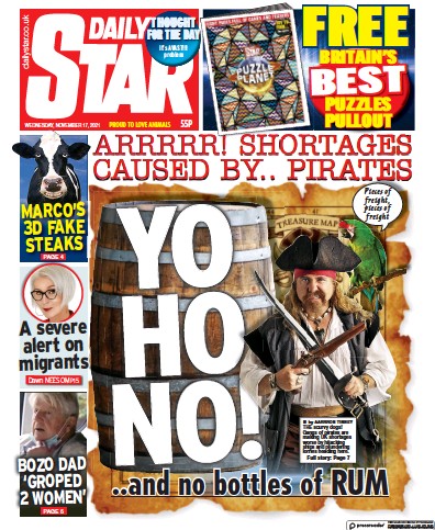 Daily Star Newspaper Front Page (UK) for 17 November 2021