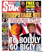 Daily Star front page for 17 November 2022