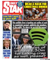 Daily Star (UK) Newspaper Front Page for 17 December 2020