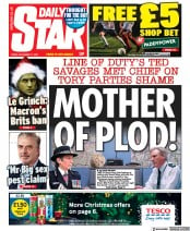 Daily Star (UK) Newspaper Front Page for 17 December 2021