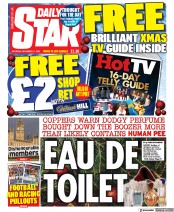 Daily Star (UK) Newspaper Front Page for 17 December 2022