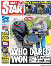 Daily Star (UK) Newspaper Front Page for 17 January 2019