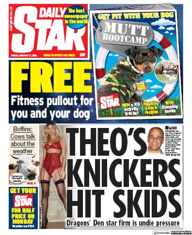 Daily Star Newspaper Front Page (UK) for 17 January 2020