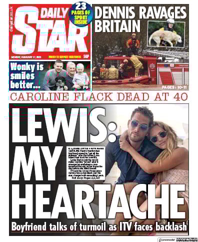 Daily Star Newspaper Front Page (UK) for 17 February 2020